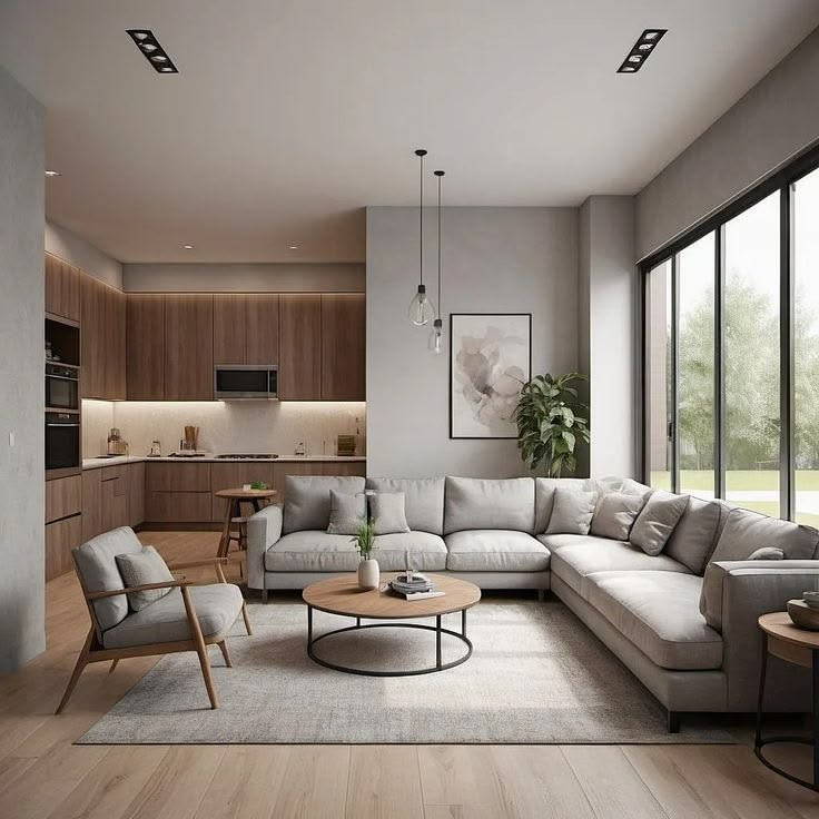 Luxury modern living room designed by Veda Studio with elegant furniture and warm lighting