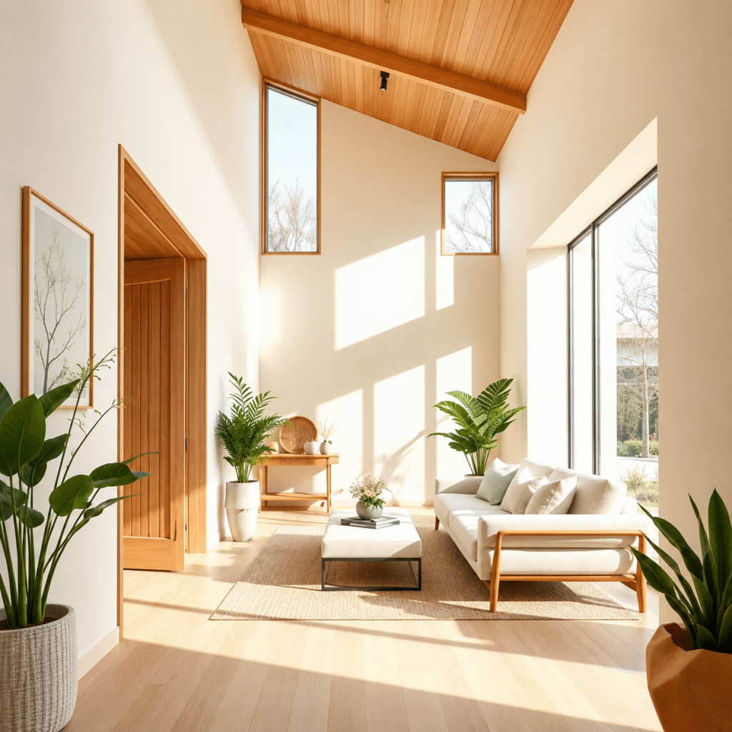 Stylish Ahmedabad living space designed for hot weather using natural light, ventilation, and earthy materials